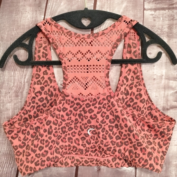 ZYIA Active Rust Leopard Shoulder Sports Bra Lace Racerback Comfy Sz XL - Picture 4 of 10